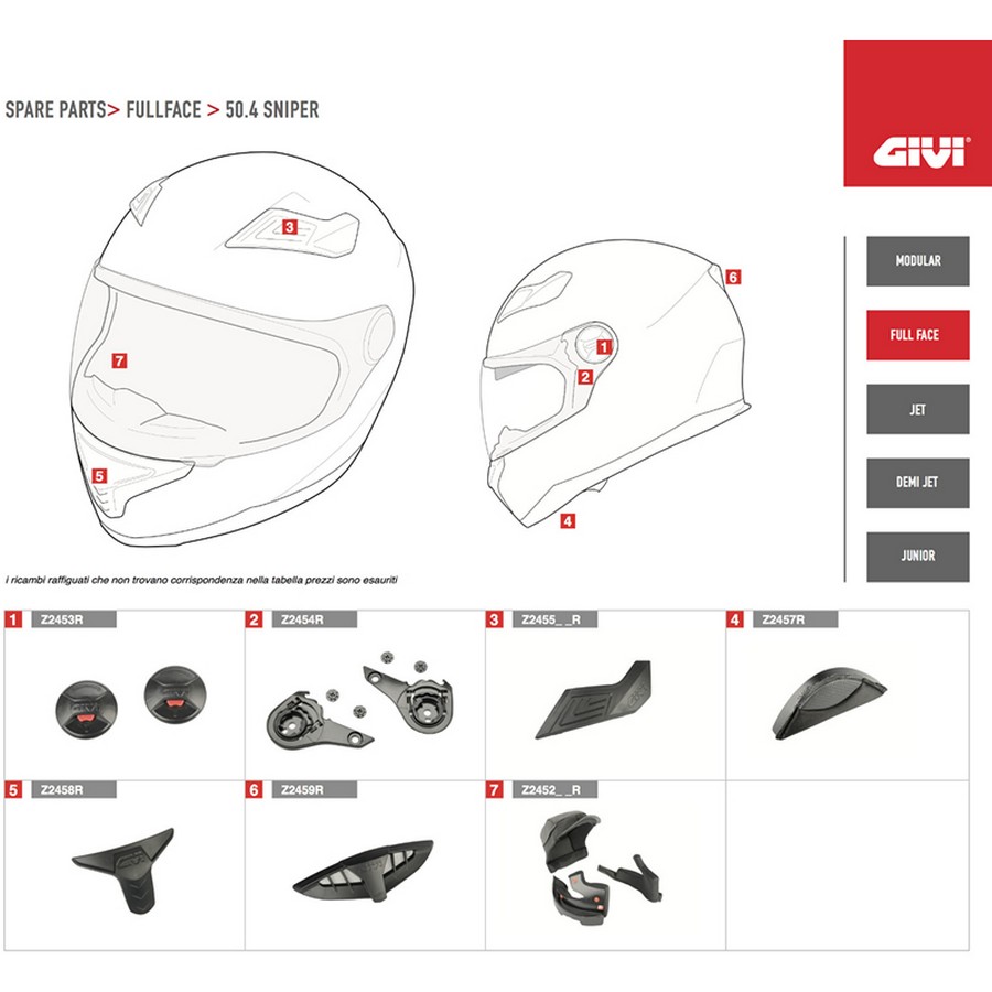 INTERIOR COMPLETO PARA CAPACETE GIVI 50.4 - XL